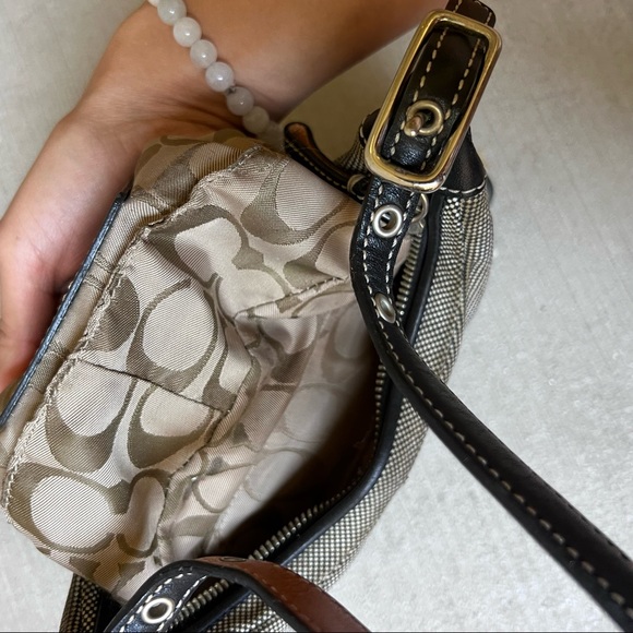 Coach Vintage Tweed Hobo Brown Leather Trim - Picture 4 of 4